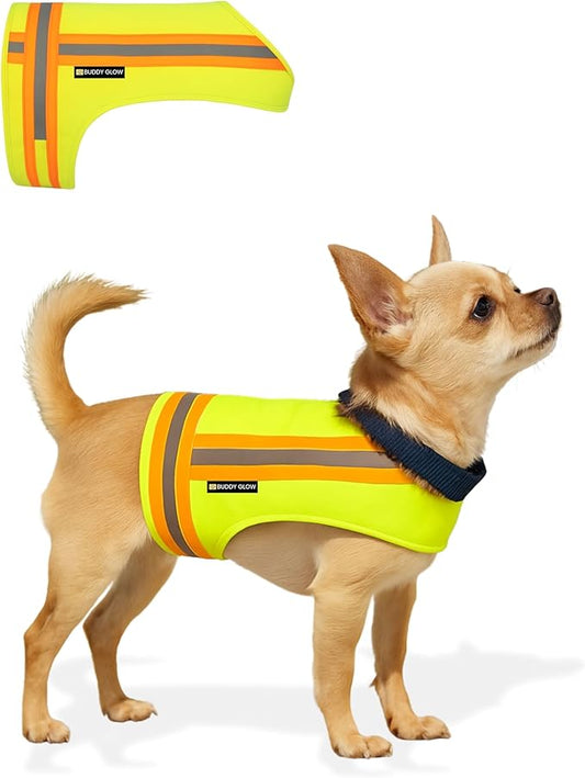 Reflective Dog Vest. High Visibility Yellow Safety Vest for Outdoors. Safeguard Your Dog with Easy to wear Adjustable and Breathable Reflective Gear for Toy or Tiny Breeds (X-Small)