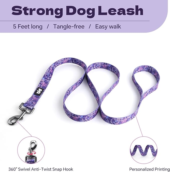 QQPETS Dog Harness Leash Set Adjustable Heavy Duty No Pull Halter Harnesses for Small Medium Large Breed Dogs Back Clip Anti-Twist Perfect for Walking