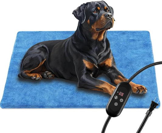 Pet Heating Pad for Dogs, Indoor Outdoor Waterproof Electric Heated Pad Mat for Cats with Chew Resistant Cord,5 Timer and 6 Level Temperature Pet Bed Warmer-23.6x35.4