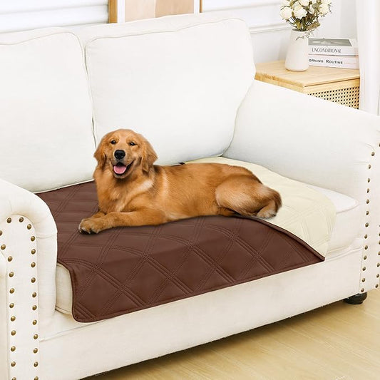 Smiry Waterproof Dog Bed Cover Blanket 30x53, Soft Reversible Pet Blanket, Washable Leakproof Cats Dogs Couch Cover for Sofa, Couch, Furniture, Lattice, Brown/Beige