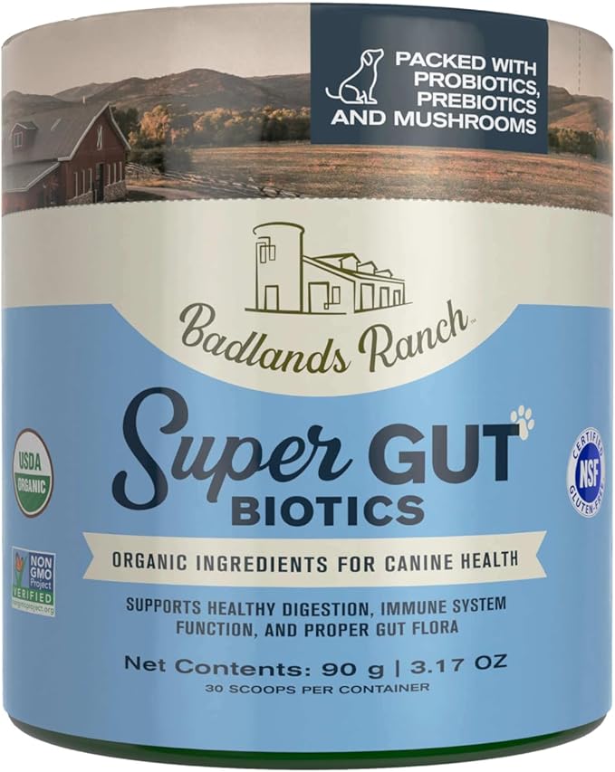 Badlands Ranch - Super Gut Biotics Canine Digestive Supplement,Probiotics, Prebiotics, Supports Healthy Digestion, Immune System Function and Gut Flora by Katherine Heigl (30 Scoops)