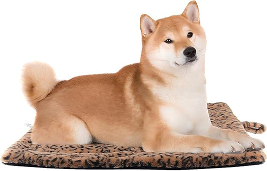 Large Self Heating Pet Pad, Thermal Self Warming Bed Blanket for Cats and Small Dogs, Soft Washable Non Electric Sleeping Mat with Non Slip Hook, Indoor Outdoor Use, 30x24 in, Brown Black