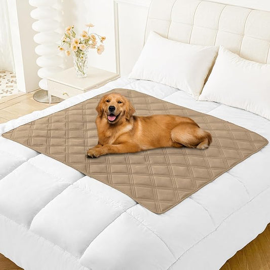 Smiry Waterproof Dog Bed Cover Blanket 40x50, Soft Reversible Pet Blanket, Washable Leakproof Cats Dogs Couch Cover for Sofa, Couch, Furniture, Lattice, Camel/Camel
