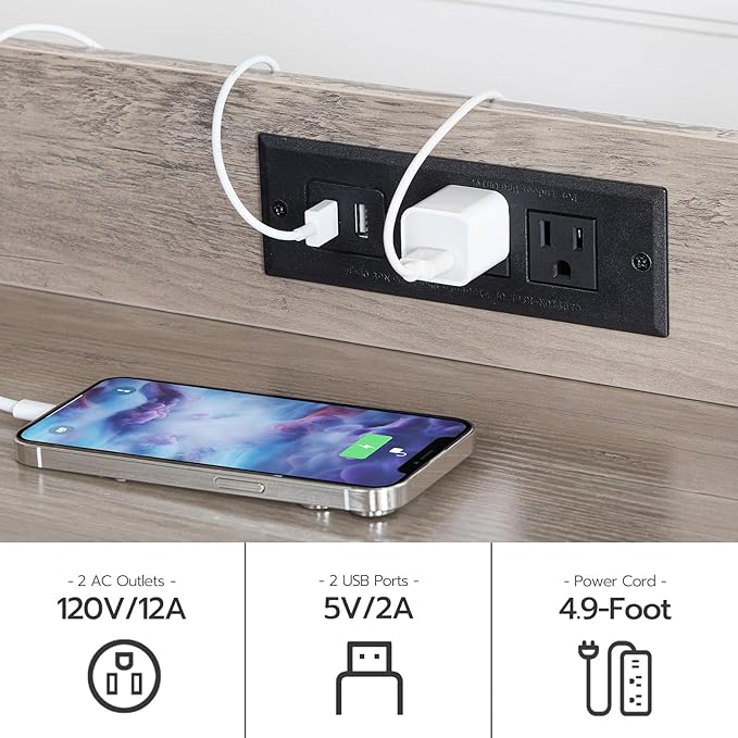 HOOBRO Litter Box Enclosure with 2 Storage Shelves, Tall Litter Box Furniture Hidden with Charging Station, Indoor Hidden Litter Box Furniture with Plush Mat, Greige BG70UMW01