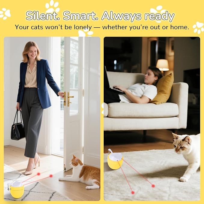 Christmas Gifts for Cats – Automatic Laser Cat Toy with Dual Beams, Quiet 35–38dB Rotation, 3 Modes – Interactive Cat Laser Toy Automatic for Indoor Adults&Kittens &Owners