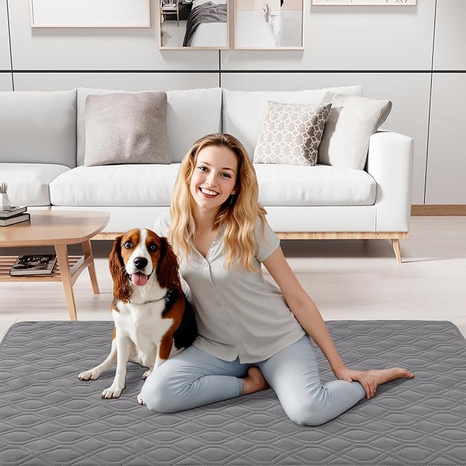 Smiry Waterproof Dog Blanket, 68x82 Inch Soft Pet Bed Cover Reversible, Washable Sofa Couch Furniture Protector for Small Medium Large Dog Puppy Cat, Geometric, Grey/Dark Grey