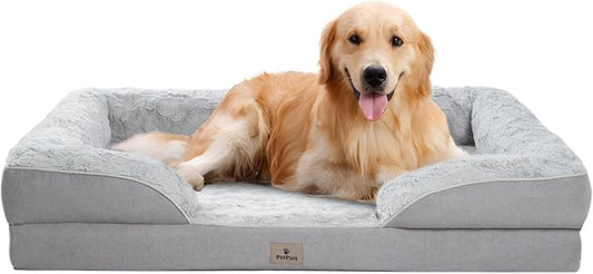 XL Orthopedic Dog Beds Large Sized Dog - Washable Large Dog Cat Bed Waterproof, Comfort Dogs Couch Sofa with Washable Removable Cover, Pet Bed with Nonskid Bottom, Light Grey, 48"