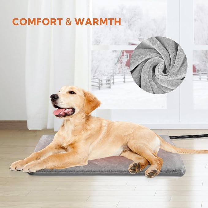 Heating Pad for Cats and Dogs Outdoor,Indoor Warming Cat Heating Pad, Waterproof，Chew Resistant Cord (Grey, 28 X 16)