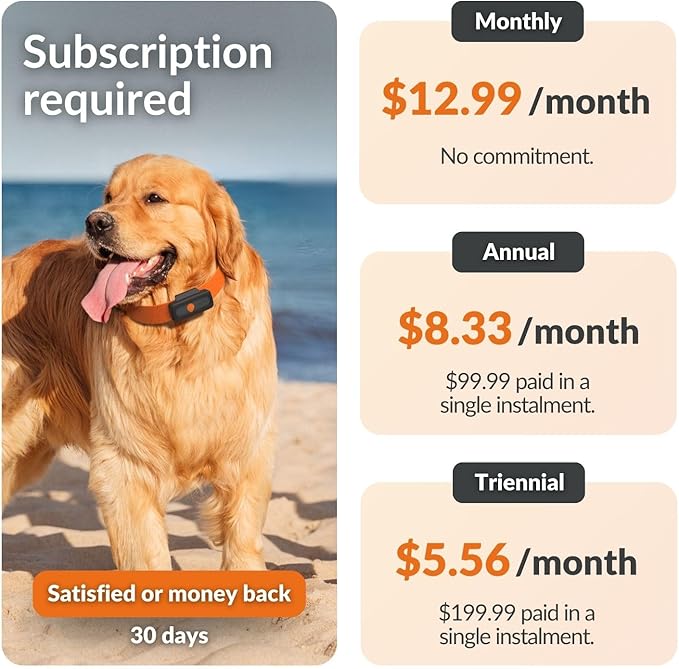 Weenect Dog XS - New GPS Tracker for Dogs | Real-time Mini GPS Tracker for Dogs | Waterproof | Smallest Model on The Market | Subscription Required