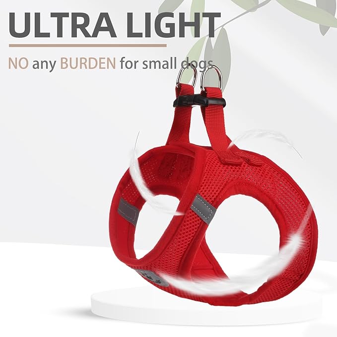 PUPTECK Adjustable Dog Harness Collar and Leash Set Step in No Pull Pet Harness for Small Medium Dogs Puppy and Cats Outdoor Walking Running, Soft Mesh Padded Reflective Vest Harnesses