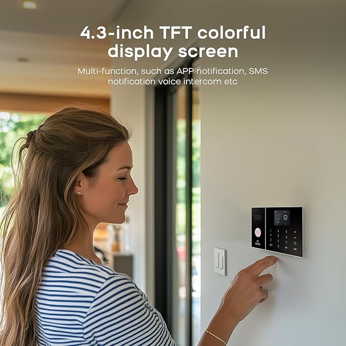 PGST Home Security Alarm System,Wireless DIY Door Sensor Alarm,PIR Motion Detector,Remote,SOS Button,Touch Screen,4G GSM/Tuya App Alert Push,Work with Google,21 Pieces Kit for Villa,Apartment