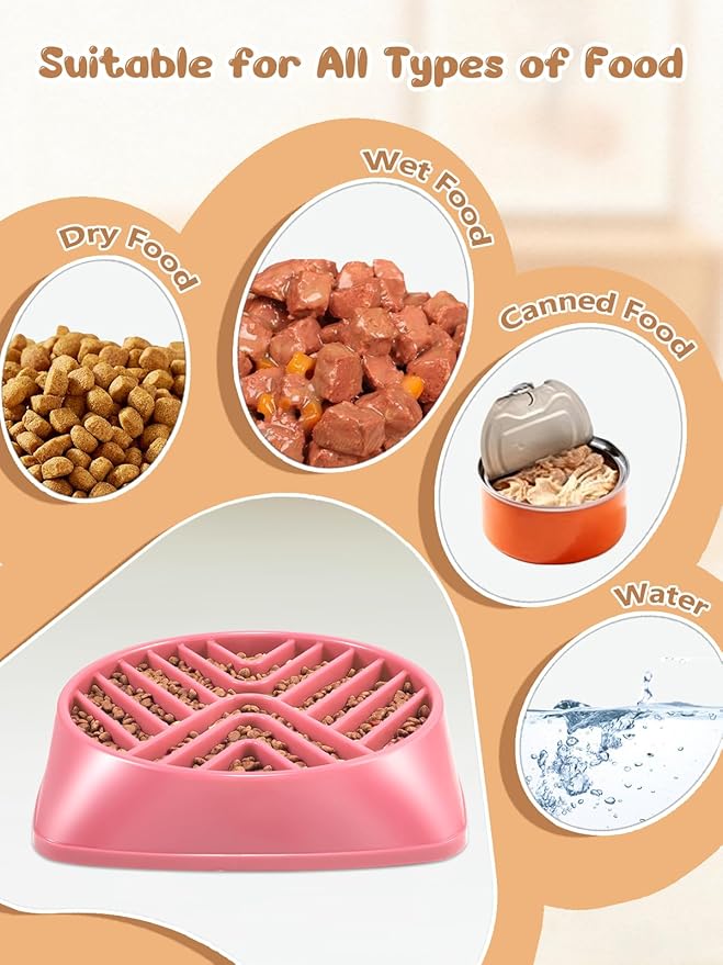 KASBAH Slow Feeder Dog Bowls Large Breed, Holds 5 Cups Wet or Dry Food for Large and Medium Dogs,Puzzle Maze for Fast Eaters,Square Base,Non-Slip, Made Without BPA,Helps Prevent Bloat & Aid Digestion