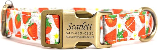 Personalized Dog Collar with Name and Phone Number Engraved,Adjustable Custom Puppy Collar,Organic Cotton Pet Collar for Small Medium Large Boy Girl Dogs