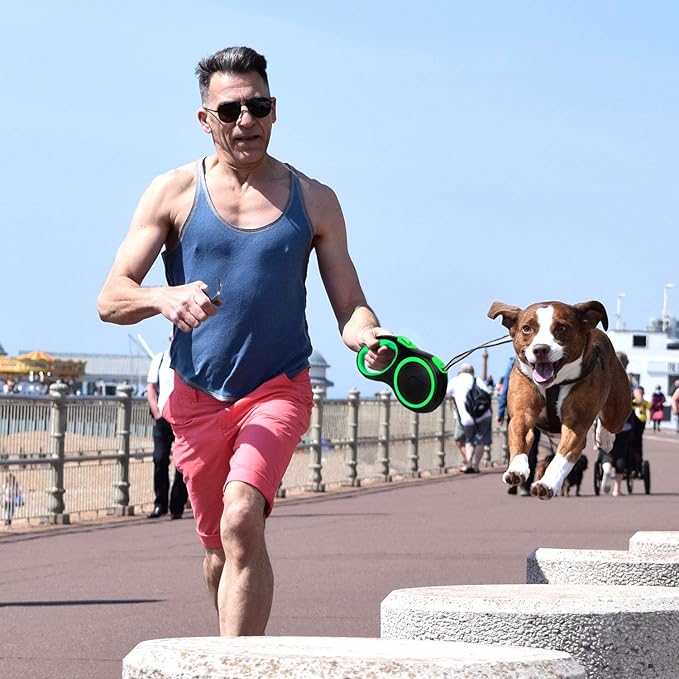 Segarty Retractable Dog Lead for Large Dogs, Pet Leash 26 Feet Long for Medium Large Pets Under 110Lbs, No Tangle Nylon Tape and 1 Button Break & Lock Heavy Duty Leads for Training Running