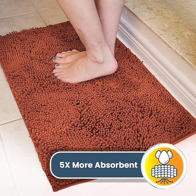 Muddy Mat® | Super Absorbent Door Mat Indoor, Microfiber Quick Dry Chenille Entryway Rug, Non-Slip Front Door Mat, Indoor Mats for Entryway, Machine Washable Pet Rug, Orange XXL 60"X48"