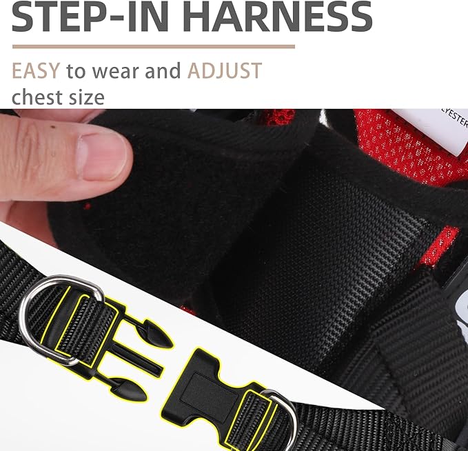 PUPTECK Service Dog Harness and Leash Set for Small Medium Dogs No Pull Step-in Soft Mesh Puppy with 2 Removable Patches Cat Vest Harnesses Reflective at Night, Red, M