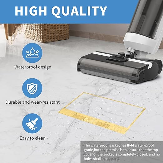 Vagueior Recessed Flat Hidden Floor Electrical Outlet Kit,with 4 * 15A Receptacle+1 * 5V 2.1A USB Charging Ports+2-Port RJ45 Datacom Receptacle，Waterproof Electrical Outlet Covcer Box,Gold