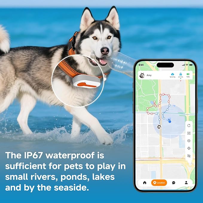 ROTX Dog GPS Tracker Real-time Tracker Alerts Virtual Fence Location for Pet Over 11.06lbs Dog Cat Collar Attachment of Random Color Subscription Required Waterproof IP67 Health & Wellness White