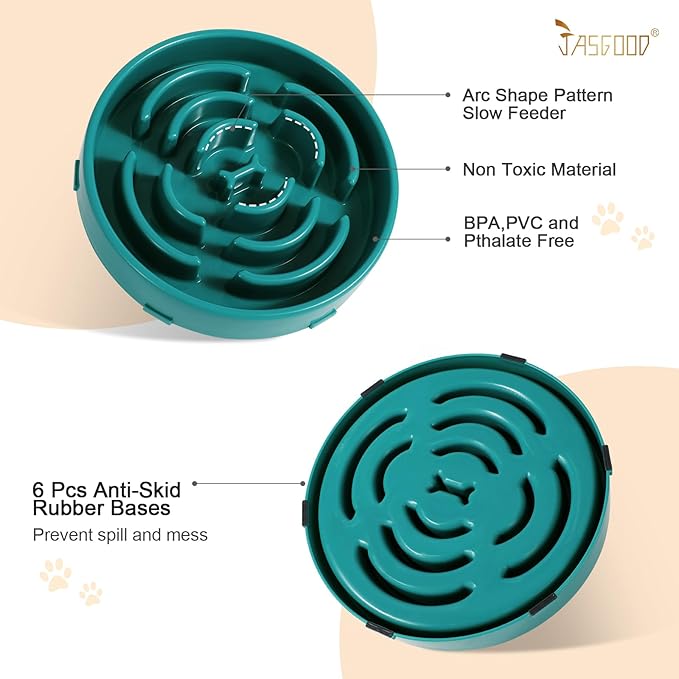 Slow Feeder Dog Bowls for Large Dogs Anti-Chocking Slower Feeder Dog Puzzle Bowl Pet Slow Eating Interactive Bloat Stop Dog Food Bowl JASGOOD,Dark Green,Large