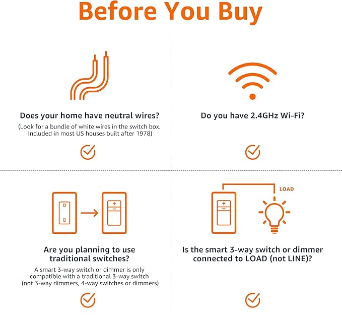 Amazon Basics Smart Switch, 3-Way, Works with Alexa Only, 2.4 GHz Wi-Fi, No Hub Required, White