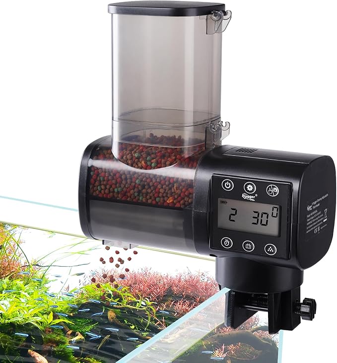 hygger Automatic Fish Feeder for Aquarium: Auto Fish Food Dispenser with Timer,quantitative and Fixed-Point Feeding System for Betta Turtle Small Tank - Aquarium Vacation Feeder with 3 AAA Batteries