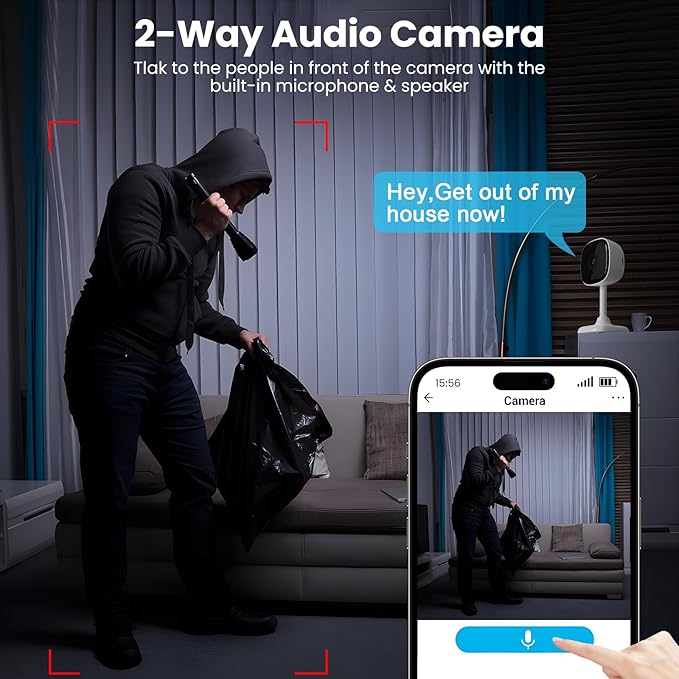 2 Pack Indoor Camera, Baby/Pet/Elderly Security Cameras, AI Motion Detection, 24/7 Recording, Night Vision, Compatible with Alexa & Google Assistant, SD Card & Cloud Storage, 2.4GHz WiFi