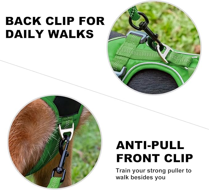Plutus Pet No Pull Dog Harness, Release at Neck, Soft Padded, Reflective Adjustable Dog Vest Harness for Small, Medium, Large Dogs(Green, L)