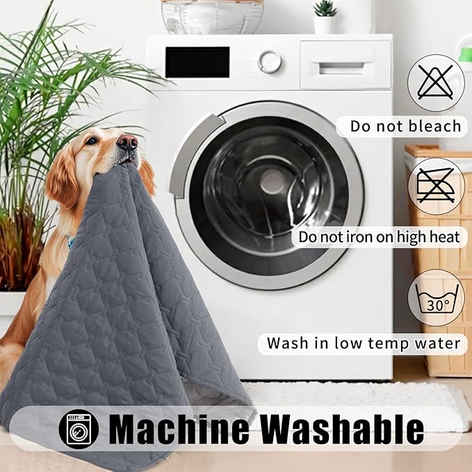 Smiry Waterproof Dog Bed Cover Blanket, Soft Reversible Pet Blanket, Washable Leakproof Cats Dogs Couch Cover for Sofa, Couch, Furniture, Plaid (82x82 Inch, Grey/Light Grey)