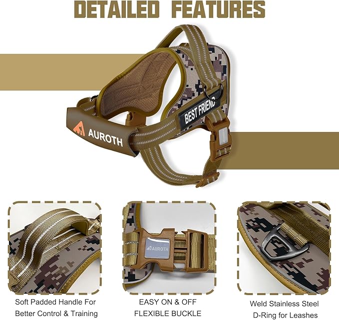 AUROTH Dog Harness and Leash Set, Soft Padded No Pull Dog Harness with 5.25FT Dog Leash, No Choke, Easy On Pet Vest, Adjustable Reflective Dog Vest Small Sized Dog, Easy Walking and Training