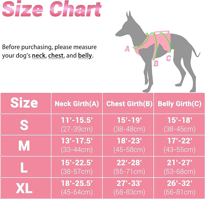 BELPRO Multi-Use Support Dog Harness, Escape Proof No Pull Reflective Adjustable Vest with Durable Handle, Dog Walking Harness for Big/Active Dogs (Pink, L)