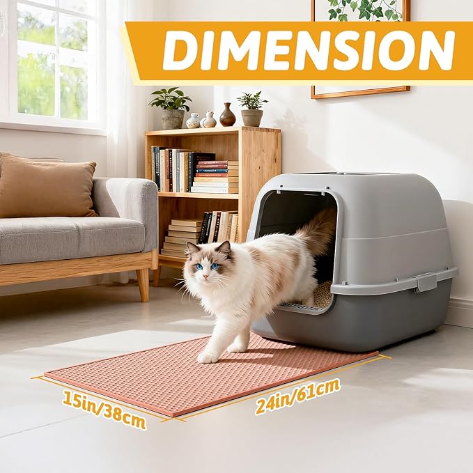 Pieviev Cat Litter Mat Double Layer Waterproof Urine Proof Trapping Mat 1 Pack (Red, 24x15 Inch (Pack of 1))