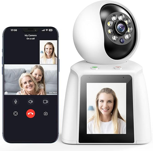 Home Two Way Audio & Video Camera, 2.8" Indoor 2K Cameras for Baby & Elderly Care, Pet/Dog/Cat Cam, AI Siren Security, Night Vision, Phone App, 2.4Ghz WiFi