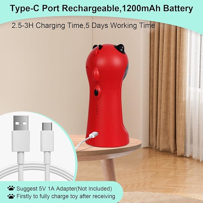 TBTeek Cat Toy Motion-Activated, Rechargeable Automatic Cat Toy with Rotating Red Light, 4 Speed Modes for Indoor Cats, Kittens & Dogs（Red）