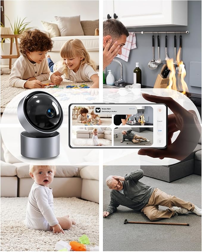 Security Camera Indoor - AI descriptive Notification, 2.4G&5GWIFI 2K Smart Security Camera | U.S. Cloud | 911 Emergency Dispatch | Simple 5-Min Setup,2-Way Audio,AI Smart Detection