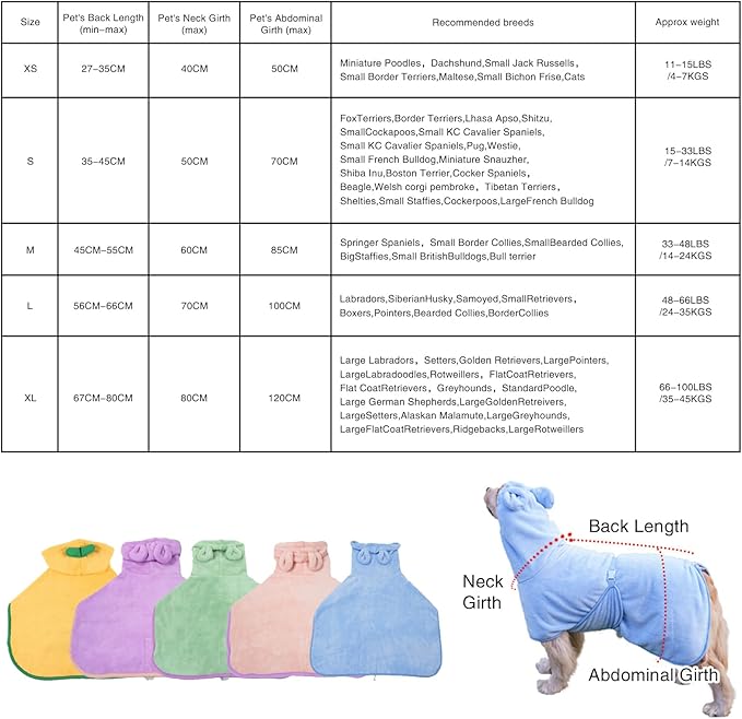 Pet Bathrobe for Dog Cat Absorbently Quick Drying Coat Cute Dogs Bath Towel Hooded Robe Adjustable Collar & Belly Strap for Pool Beach (Pink, Large)