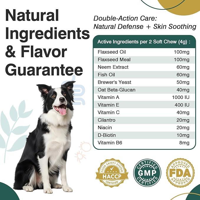 Dog Flea and Tick Treatment Chewables for Dogs Natural Chewable Flea and Tick Chicken Flavor Prevention Probiotic Dog Chews Gut Health Probiotics for Dogs Digestive Health 2 in 1 Chewable 200 Chews