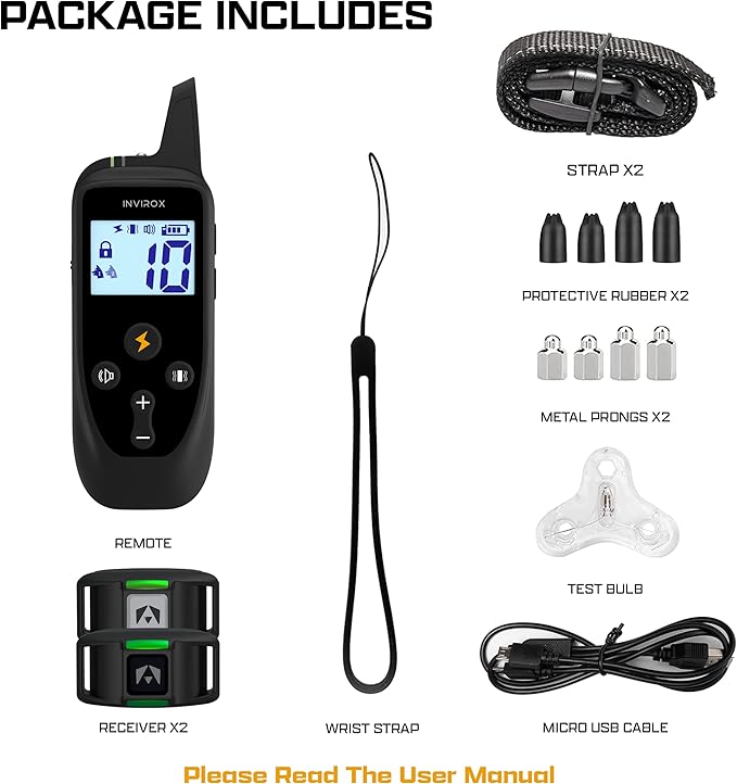 INVIROX Dog Training Collar for Large Dog X2 [2026 Edition] 123 Levels Dog E Collars 1100yd Range, 100% Waterproof, Rechargeable Electric Collars for Medium Dogs, E Collar for Large Dogs