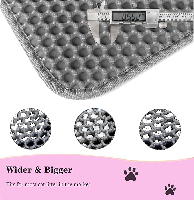 Large Cat Litter Mat - 30"x 24" Double Layer Honeycomb Kitty Litter Mat,Waterproof and Urine-Proof,Easy to Clean with Handles,Ideal Litter Trapping Mat for Cats