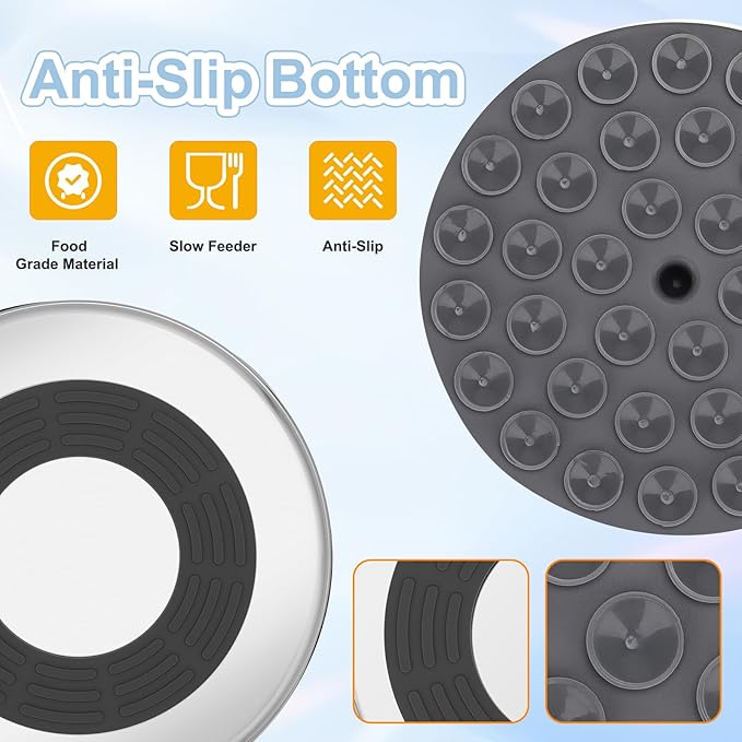 2-in-1 Slow Feeder Dog Bowls, Stainless Steel Pet Bowls with Silicone Slow Feeder Insert, Removable Non-Slip Rubber Base for Small, Medium, and Large Dogs to Slow Down Eating (Large Breed)