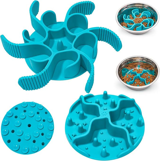 Slow Feeder Insert for Dog Bowl - 2PCS Anti-Bloat Silicone Mat with Super Suction, Slow Feeder Dog Bowls for Puppy Large Breed Dogs