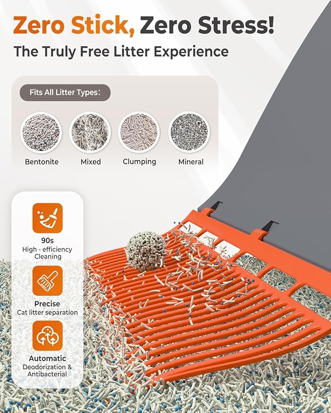 Self Cleaning Litter Box, 100L Automatic Cat Litter Box for Multiple Cats, Smart APP Control, with Trap Mat & Ramp, White (Pro Model)