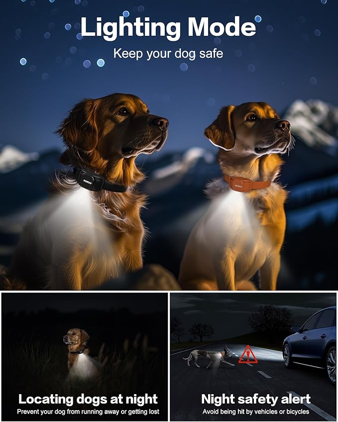 Jugbow Dog Training Collar 2 Dogs - 4200FT Dog Collars with Remote, LED Light E-Collar with Beep/Safe Static/Vibration Modes, IPX8 Waterproof Rechargeable E-Collars for Small Medium Large Dogs