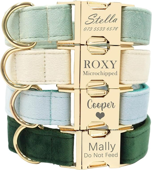 Custom Dog Collar with Name, Optional Leash, Airtag Holder and Bow Tie,Personalized Dog Collars for Small Medium Large Dogs,Cute Collar for Male Female Dogs (Velvet-Series)