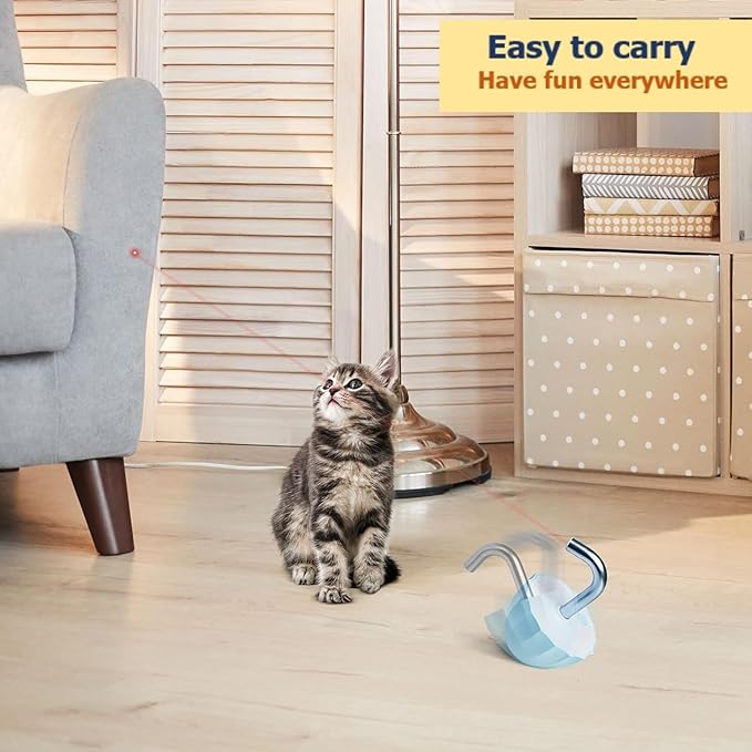 Cat toys for indoor cats Laser pointer, Interactive cat toy for bored Indoor adult Cats, Automatic cat toys laser pointer,Random Trajectory and Tumbler Base, USB rechargeable, laser for cats