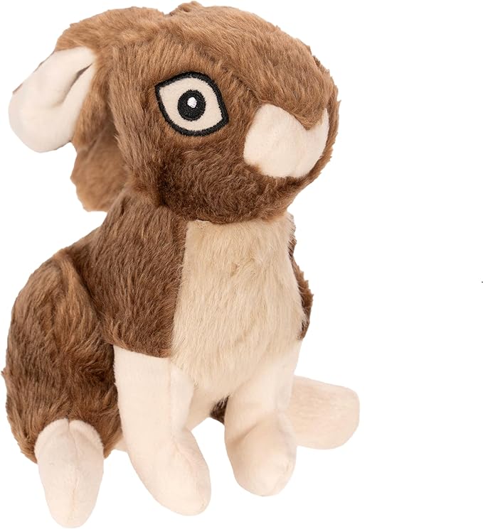 goDog Wildlife Rabbit Squeaky Plush Dog Toy with Chew Guard Technology, Durable Fabric & Squeaker for Active Play, Brown, Large