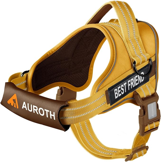 AUROTH Dog Harness No Pull Soft Padded Service Dog Vest, No Choke, Easy On Pet Vest with Handle, Adjustable Reflective Dog Harness for Small, Medium and Large Dogs, Easy Walking and Training