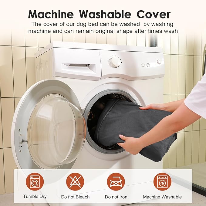 Orthopedic Dog Bed for Large Dogs, 44"x32"x6" Memory Foam Pet Bed with Washable Microsuede Cover, TPU Waterproof Liner & Nonskid Bottom, for Indoor, Outdoor, Crate ＆ Car Use, Dark Grey