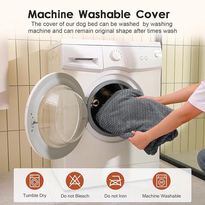 Orthopedic Dog Bed for Small and Medium Dogs, Memory Foam Pet Bed with Washable Removable Cover, Nonskid Bottom, Waterproof, for Indoor, Outdoor, Crate ＆ Car Use, 30x20x6 Inches, Dark Grey