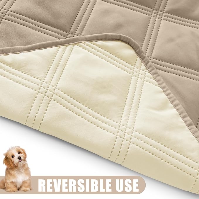 Smiry Waterproof Dog Bed Cover Blanket 30x70, Soft Reversible Pet Blanket, Washable Leakproof Cats Dogs Couch Cover for Sofa, Couch, Furniture, Lattice, Taupe/Beige