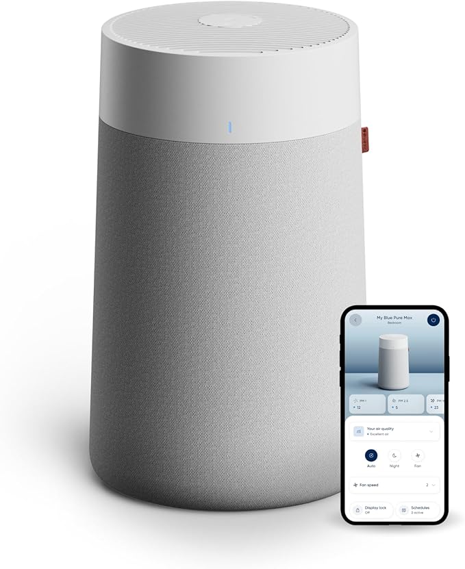BLUEAIR Air Purifiers for Medium Rooms, Bedroom, Kitchen, Cleans 1,858 sqft in one hour, HEPASilent Smart Air Cleaner for Home, Pets, Allergies, Virus, Dust, Mold, Smoke - Blue Pure 311i Max
